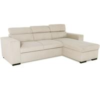 Canapé d'angle convertible réversible - 4 places - VICOMTE - Velours côtelé Beige - Coffre - 237 x 167 x 88 cm