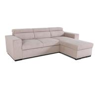 Canapé d'angle convertible réversible - 4 places - VICOMTE - Velours cotelé - Beige - Coffre - 237 x 76/88 x 167 cm