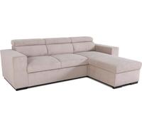 Canapé d'angle convertible réversible - 4 places - VICOMTE - Velours cotelé - Beige - Coffre - 237 x 76/88 x 167 cm