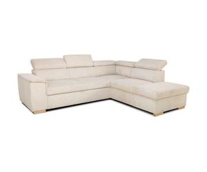 Canapé d'angle convertible réversible 5 places DAYTONA - Velours côtelé beige - Coffre de rangement - L 260 x H 94 x P 216 cm