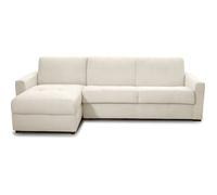 Canapé d'angle convertible réversible 5 places en velours côtelé beige - ouverture express - Paloma