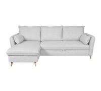 Canapé d'angle droit convertible avec coffre gris clair DRISS