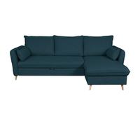 Canapé d'angle convertible réversible avec coffre 4 places bleu océan driss