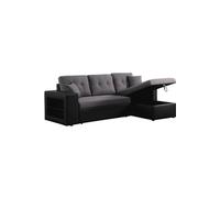 Canapé d'angle convertible/réversible "Axel" - 3 places - Noir/Gris