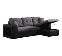 Habitat et Jardin – Canapé d'angle convertible réversible Axel – 3 places – Noir/Gris