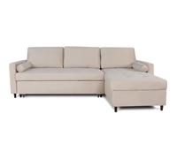 Canapé d'angle convertible réversible Claudio en velours beige