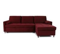 Canapé d'angle convertible réversible Claudio en velours rouge