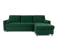 Canapé d'angle convertible réversible Claudio en velours vert