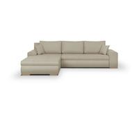 Generique Canapé d'angle convertible INDIAN - réversible, coffre, tissu beige, L289×P94/188×H88 cm