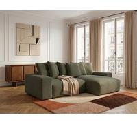 Canapé d'angle convertible réversible coffre VOLTAIRE tissu chiné vert BOBOCHIC 4 places Vert