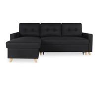 Canapé d'angle convertible réversible Falko Tissu Noir - Style scandinave