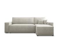 Canapé d'angle convertible réversible Lorenzo en velours côtelé Beige