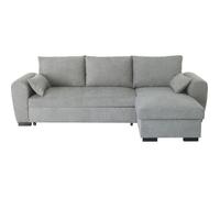 Canapé d'angle convertible réversible SORO - Méridienne avec coffre - Tissu gris clair - L 240 x P 143 x H 85 cm Gris clair