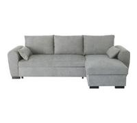 Canapé d'angle convertible réversible SORO - Méridienne avec coffre - Tissu gris clair - L 240 x P 143 x H 85 cm gris G