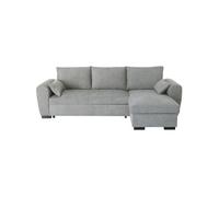Generique Canapé d'angle SORO convertible réversible – Méridienne coffre gris clair L240×P143×H85 cm