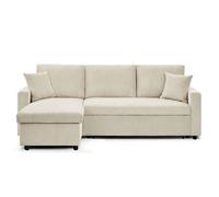 Canapé d'angle convertible Rico velours côtelé Beige