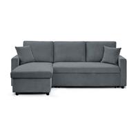 Canapé d'angle convertible Rico velours côtelé Gris foncé