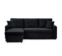Canapé d'angle convertible Rico velours côtelé Noir