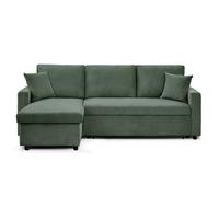 Canapé d'angle convertible Rico velours côtelé Vert
