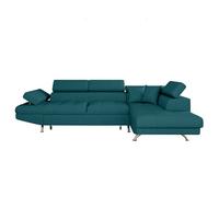 Canapé d'angle convertible RIO en tissu - Bleu canard - LOUNGITUDE