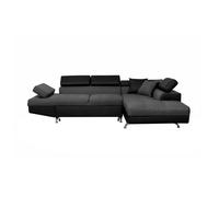 Canapé d'angle convertible RIO - LOUNGITUDE - Gris et Noir - Coffre de rangement - 5 places