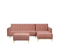 Canapé d'angle convertible rose - BELIANI - ABERDEEN - 4 places - 140x200cm