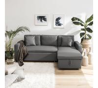 Canapé D'angle Convertible Simili Clark 3 Places Gris Gris