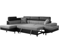 Canapé D'angle Convertible Sophia Luxe - 265 X 190.5 X 80/91 Cm - Noir / Gris - 5 Places - Angle Gauche Gris