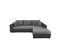 Canapé D'angle Suzie Convertible En Simili Et Microfibre - Angle Droit, Gris / Noir Gris