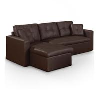 Canapé d'angle convertible Toledo Marron - Réversible - Cuir - 3 places - Contemporain - Design