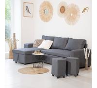 Canapé d'angle convertible tony 3 places gris chiné