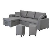 Canapé D'angle Convertible Tony 3 Places Gris Gris