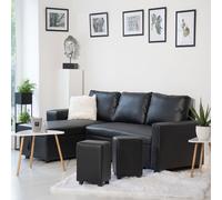 Canapé d'angle convertible TONY 3 places noir