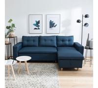 Canapé D'angle Convertible Wade 3 Places Bleu Bleu