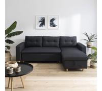 Happy Garden Canapé d'angle convertible WADE 3 places méridienne réversible coffre gris anthracite
