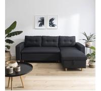 Happy Garden Canapé d'angle convertible WADE 3 places méridienne réversible coffre gris anthracite