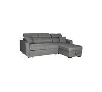Happy Garden Canapé d'angle convertible Warren 3 places – méridienne réversible, coffre – tissu gris