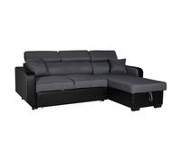 Canapé D'angle Convertible Warren 3 Places Gris Chiné Et Noir Noir