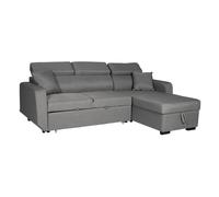 Happy Garden Canapé d'angle Convertible Warren 3 Places en Tissu Gris. Canapé avec méridienne réversible, Appui-tête réglable et Coffre de Rangement.