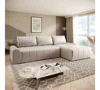 Canapé d'angle Costa L avec fonction de couchage Tissu : Vogue 01 Crème Ottomane : droite