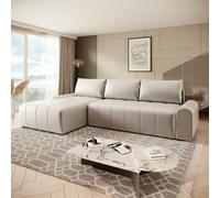 Canapé d'angle Costa L avec fonction de couchage Tissu : Vogue 1 Crème Ottomane : gauche