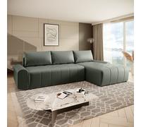 Canapé d'angle Costa L avec fonction de couchage Tissu : Vogue 11 vert Ottomane : droite