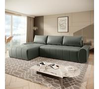 Canapé d'angle Costa L avec fonction de couchage Tissu : Vogue 11 vert Ottomane : gauche