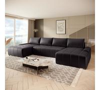 Canapé d'angle Costa U avec fonction de couchage, coffre de lit, forme en U Canapé d'angle en velours, coin salon universel, tissu : vogue 17 - graphite