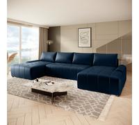 Canapé d'angle Costa U avec fonction de couchage, coffre de lit, forme en U Coin salon en velours universel Tissu : vogue 13 - bleu foncé