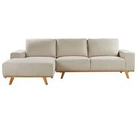 Canapé d'Angle Côté Droit en Tissu Beige Contreplaqué Bois d'Eucalyptu