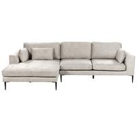 Canapé d'Angle Côté Droit en Velours Gris Clair 3 Places Rembourré Pieds en