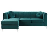 Canapé d'Angle Côté Droit Moderne Glamour en Velours Salon Bureau Vert Timr