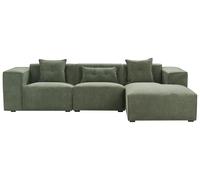 Canapé d'Angle Côté Gauche 3 Places avec Coussins en Tissu Chenille Vert Fo