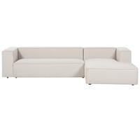 Canapé d'Angle Côté Gauche 3 Places en Velours Beige Minimaliste Rembourré